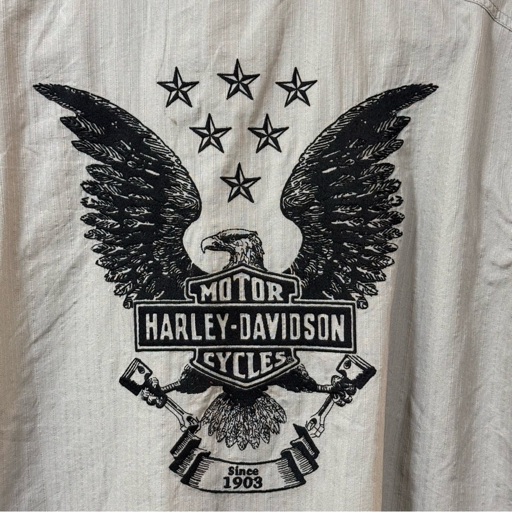 Harley-Davidson MotorClothes gray embroidered eagle button up shirt men’s M NWT